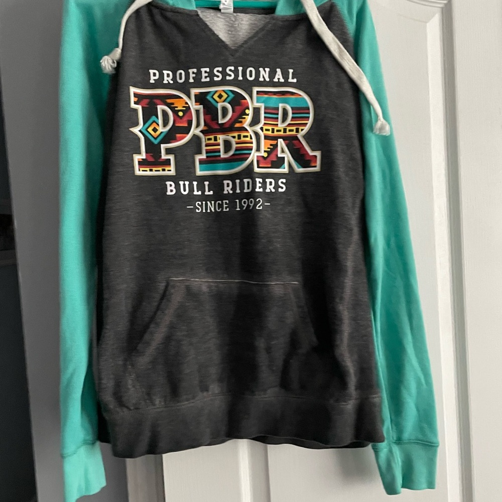 Women’s PBR medium Gray and Green hoodie